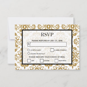 Placas RSVP de Casamento vintage Dourado Elegante