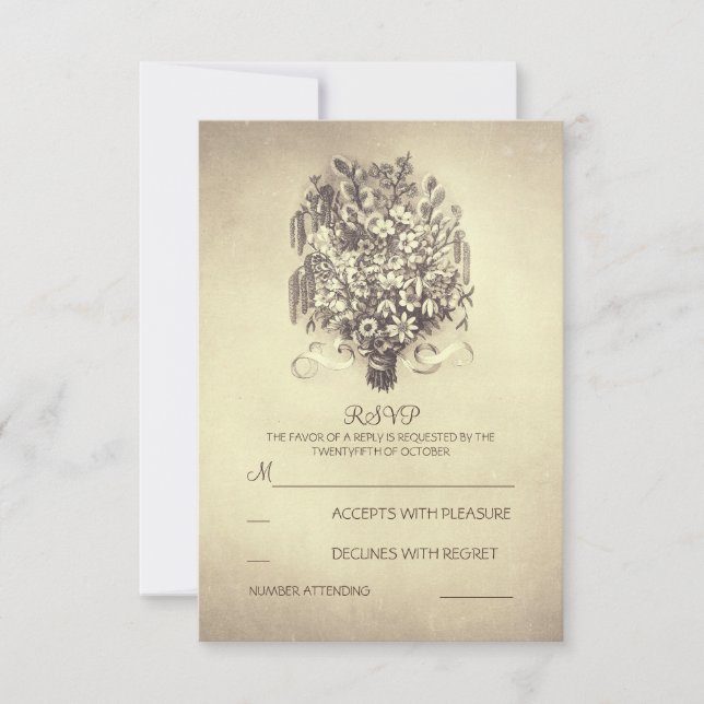 Placas RSVP de casamento vintage Russo (Frente)