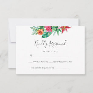Placas RSVP de cor aquosa floral tropical