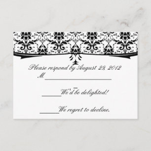 Placas RSVP de Damasco Branco Preto Formal