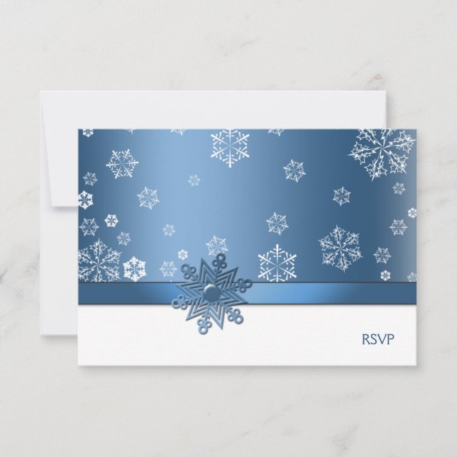 Placas RSVP de Floco de Neve Azul e Branco (Frente)