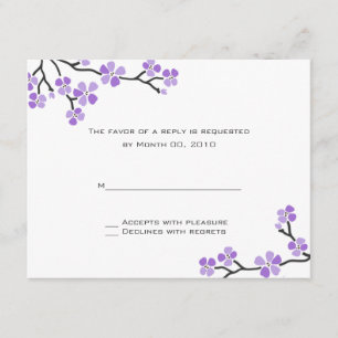 Placas RSVP de Flor de Cereja Roxo