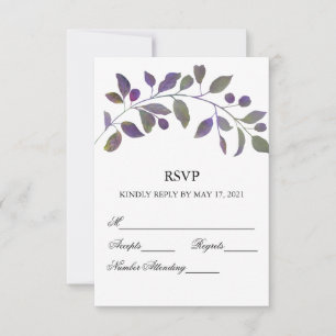 Placas RSVP de Folha de Água de Casamento Roxo