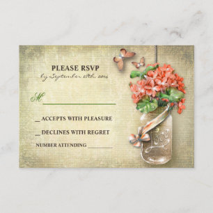 Placas RSVP de jarro e flores de coral