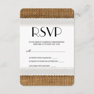 Placas RSVP de Juta e Lace
