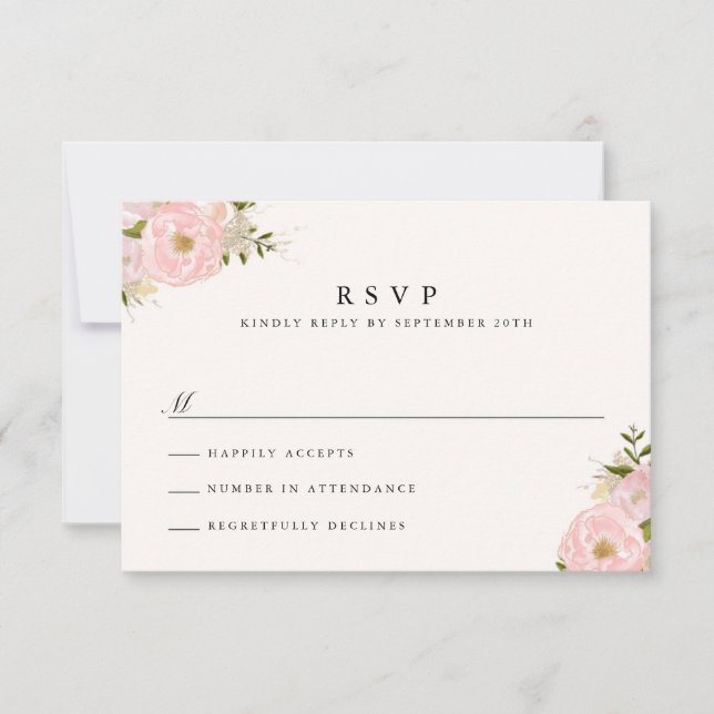 Placas RSVP de Peony Dourada Cor-de-rosa brilhante (Frente)