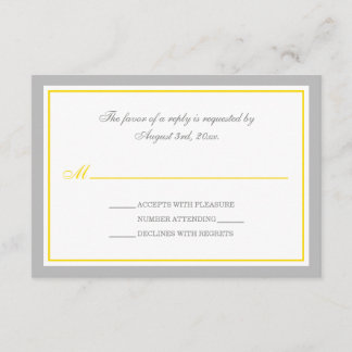 Placas RSVP de Recepção de casamento Amarela e cin