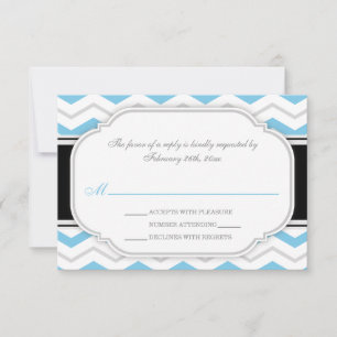 Placas RSVP de Recepção de casamento Cinza e azu