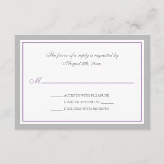 Placas RSVP de Recepção de casamento Roxo