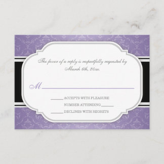 Placas RSVP de Recepção de Casamento tema damasco