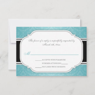 Placas RSVP de Recepção de Casamento tema damasco