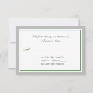 Placas RSVP de Recepção de casamento Verde e cinza