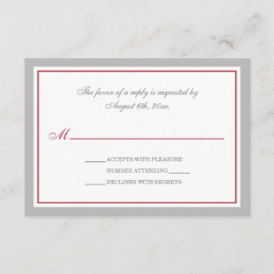 Placas RSVP de Recepção de casamento Vermelha para