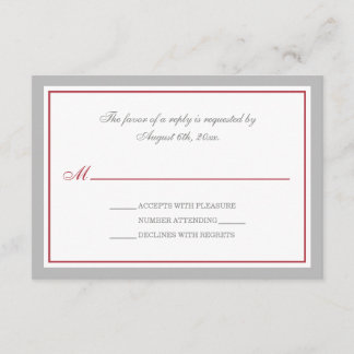 Placas RSVP de Recepção de casamento Vermelha para