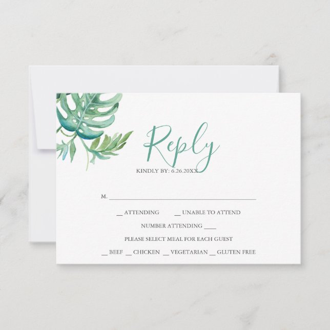 Placas RSVP de Resposta de Aquarela Tropical (Frente)