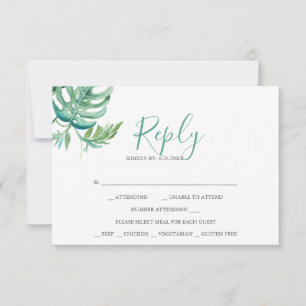 Placas RSVP de Resposta de Aquarela Tropical