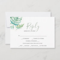 Placas RSVP de Resposta de Aquarela Tropical