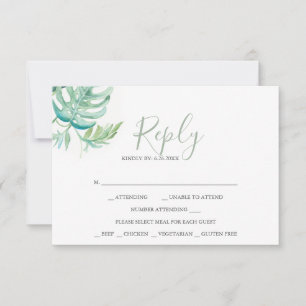 Placas RSVP de Resposta de Aquarela Tropical