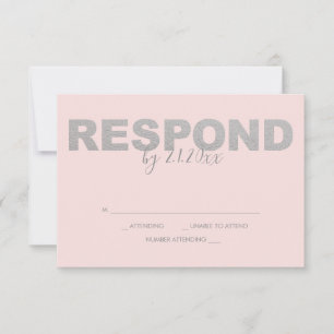 Placas RSVP de Resposta Faux Silver e Pink