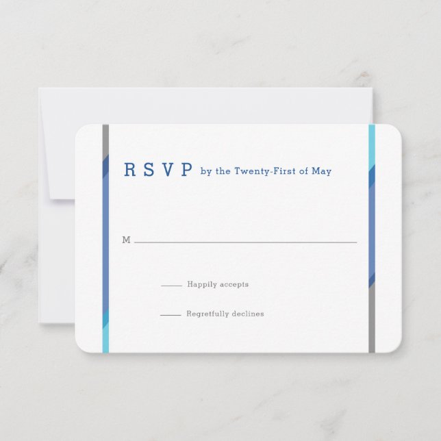 Placas RSVP do Bar Moderno Mitzvah | Azul + Teto (Frente)