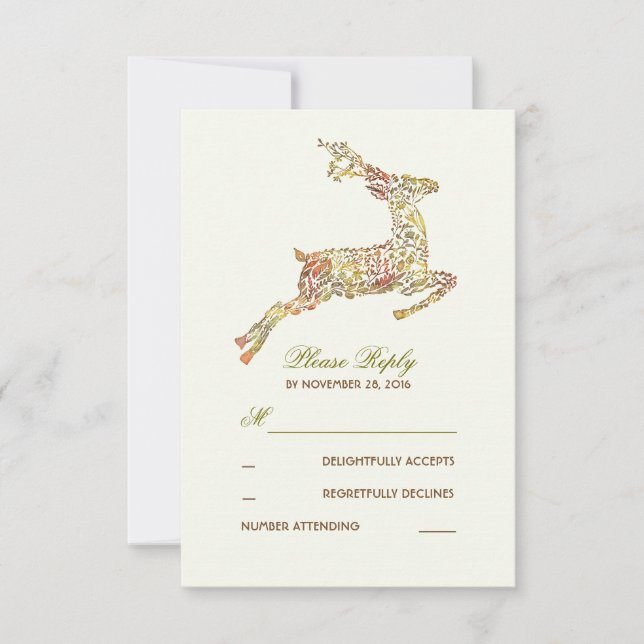 Placas RSVP do Casamento outono Deer (Frente)