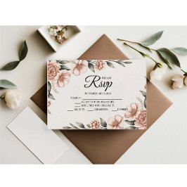 Placas RSVP do Designer de Flor Rosa Elegante