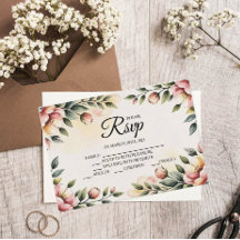 Placas RSVP do Designer Floral de Aquarela