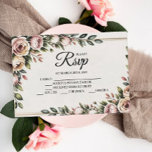 Placas RSVP do Designer Floral Rosa Elegante