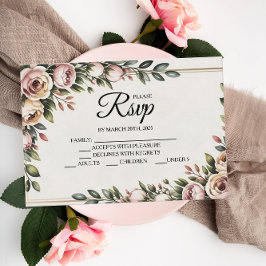 Placas RSVP do Designer Floral Rosa Elegante