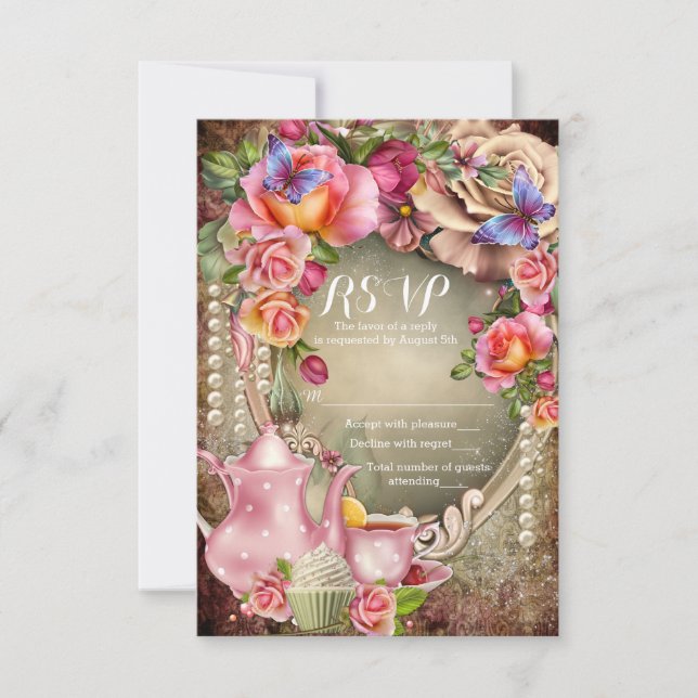 Placas RSVP do Tea Party (Frente)