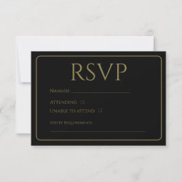 Placas RSVP Douradas e pretas tradicionais