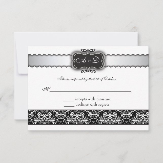 Placas RSVP Elegante Black Damask e Silver (Frente)