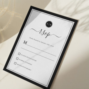Placas RSVP Elegantes, preto e branco