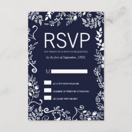 Placas RSVP Florais azuis e brancas do Marinho Ele