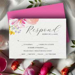 Placas RSVP Florais de Watercolor para Casamento