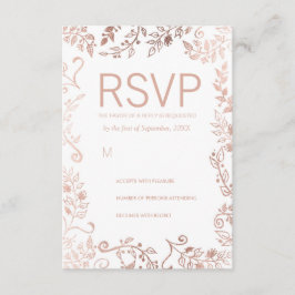 Placas RSVP Florais Douradas Rosa Branca Elegante