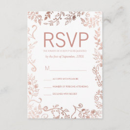 Placas RSVP Florais Douradas Rosa Branca Elegante