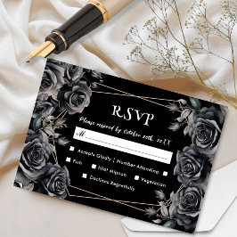 Placas RSVP Florais Pretas Negras Negras