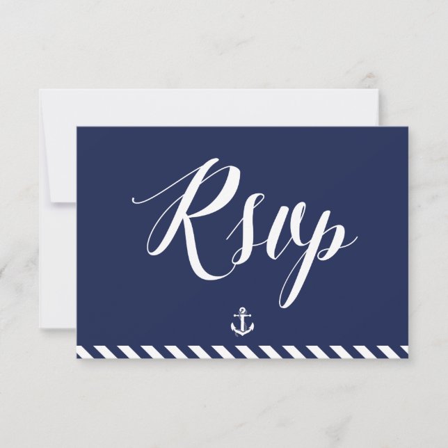 Placas RSVP Náuticas Para Casamento Com Stripes (Frente)