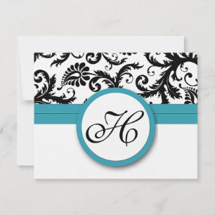 Placas RSVP — Piscina azul preto e branco Damasco 