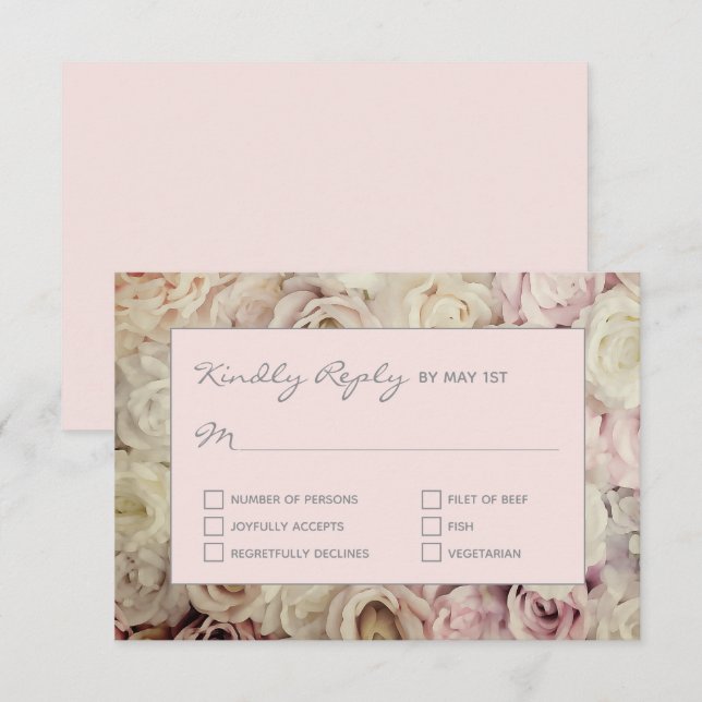 Placas RSVP Rosa Cor-de-Blush com Rosa Blush Rosa (Frente/Verso)
