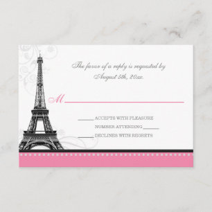 Placas RSVP Rosa Parisiense de Torre Eiffel Floura