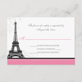 Placas RSVP Rosa Parisiense de Torre Eiffel Floura