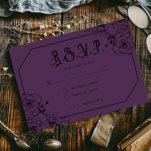 Placas RSVP Roxo de Casamento Floral Moody Gothic