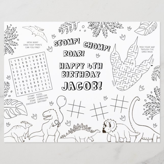 Placemato de Festa de aniversário do dinossauro (Frente)