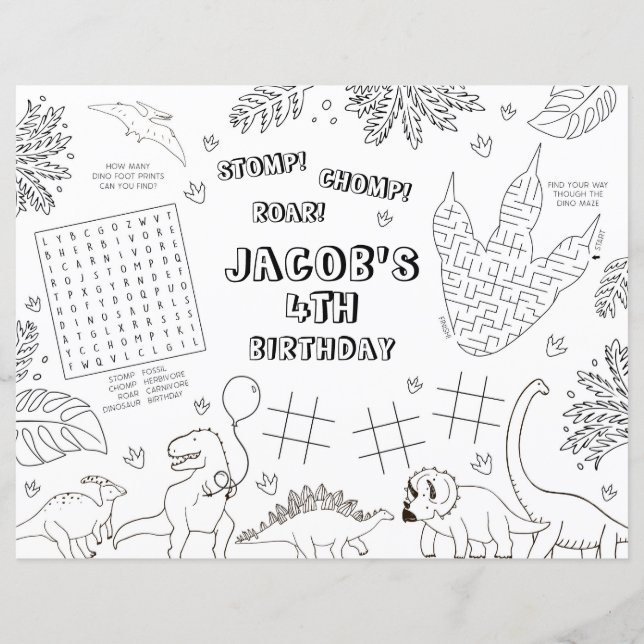 Placemato de Festa de aniversário do dinossauro (Frente)