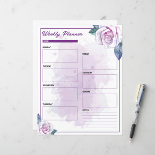 Planeador Semanal Floral Purple com Aquarela