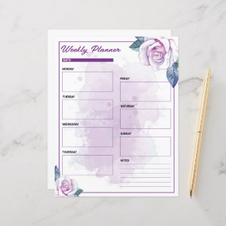Planeador Semanal Floral Purple com Aquarela