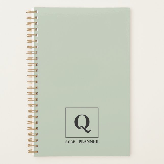 Planejador 2026 Verde Sage Minimalista (Frente)