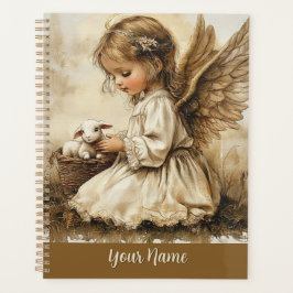 Planejador Anjo + Gato Vintage Personalize Seu Nom
